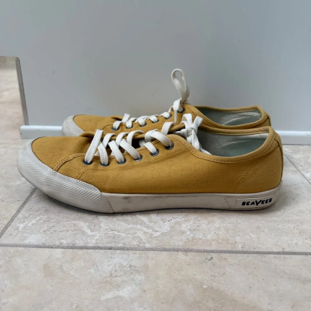Worn Once! SeaVees Monterey Canvas Lace Up Sneaker, Sz 9, Mustard